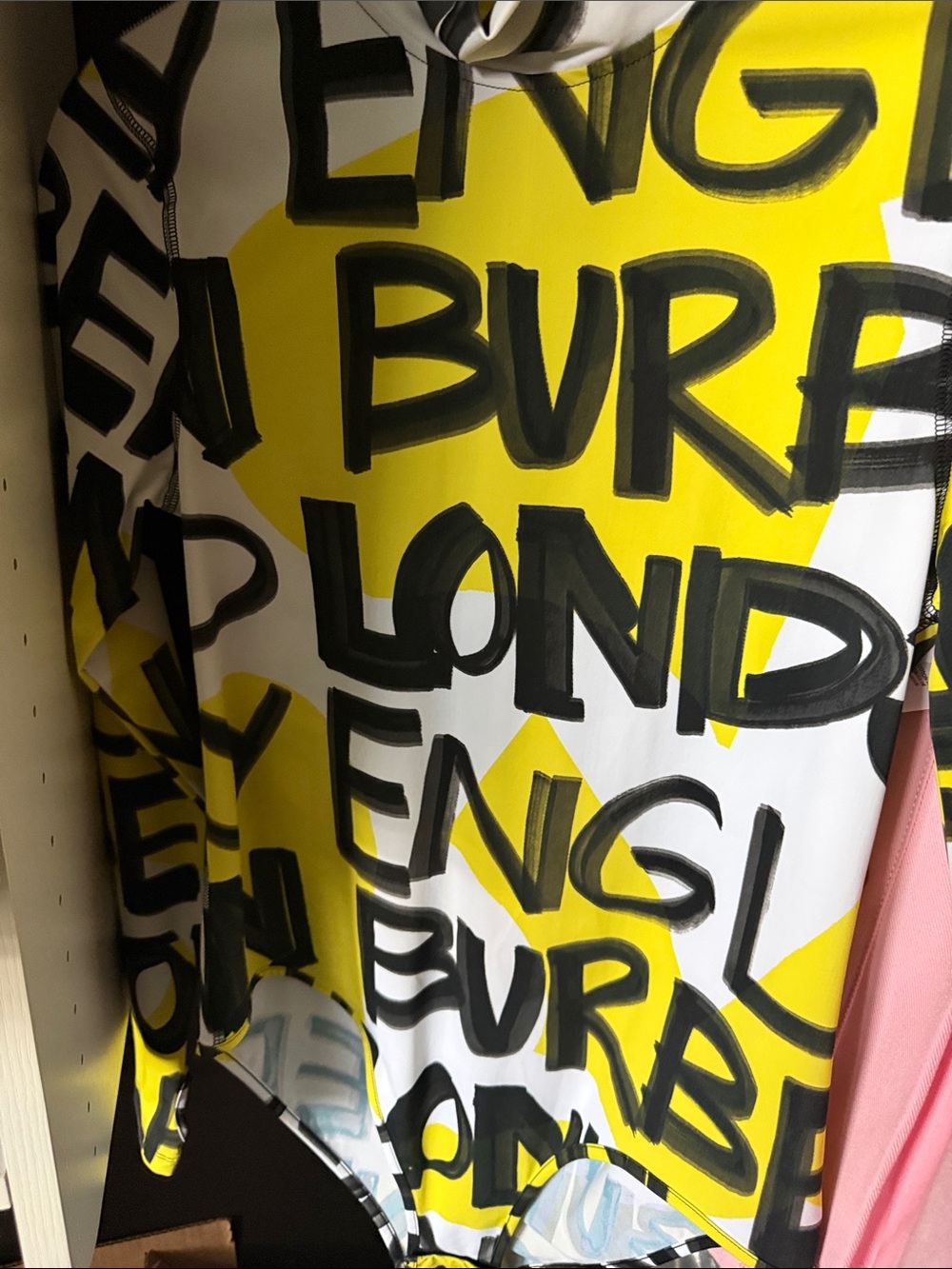 Burberry Yellow, Black & White Graphic Logo Top